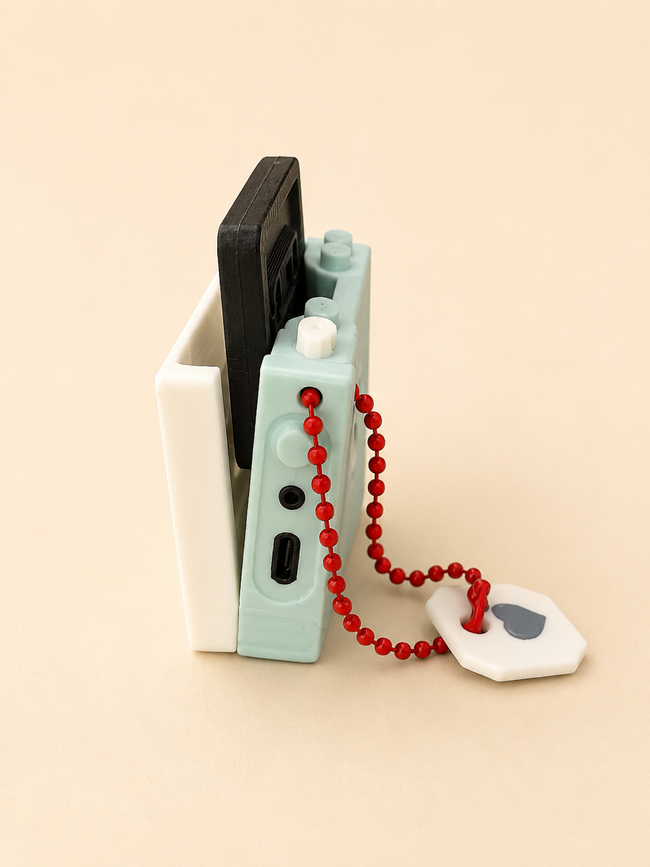 Mix Tape Cassette Deck Clicker keychain