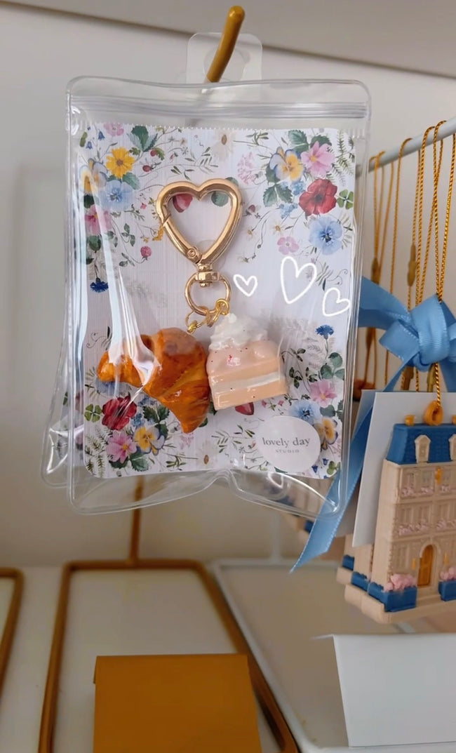 Cake and Croissant Charm Keychain by lovely day studio, view 2