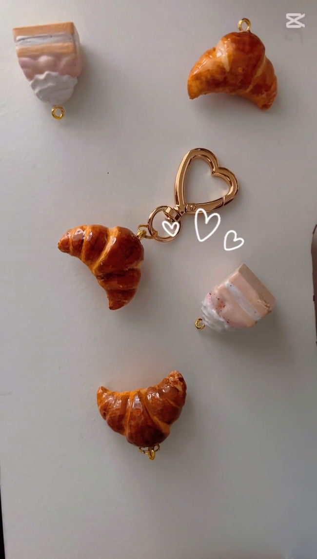 Cake and Croissant Charm Keychain by lovely day studio, view 3