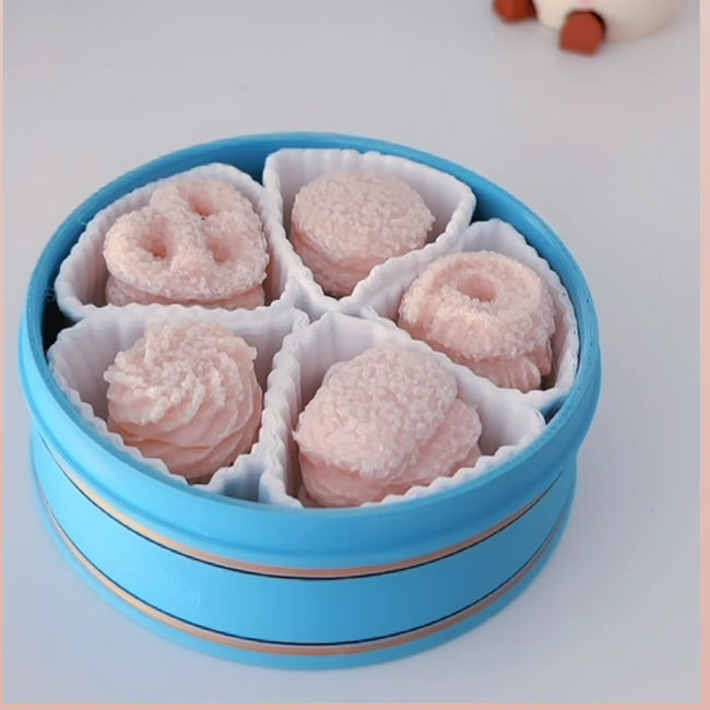 Shortbread Cookie Tin Clicker - Blue photographed in lovely day studio