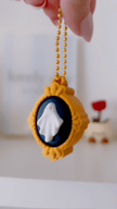Ghost in Gold Frame Clicker Keychain